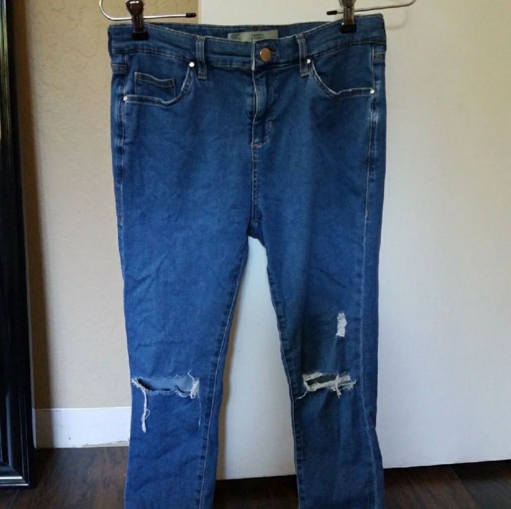 topshop destroyed leigh jeans waist 30